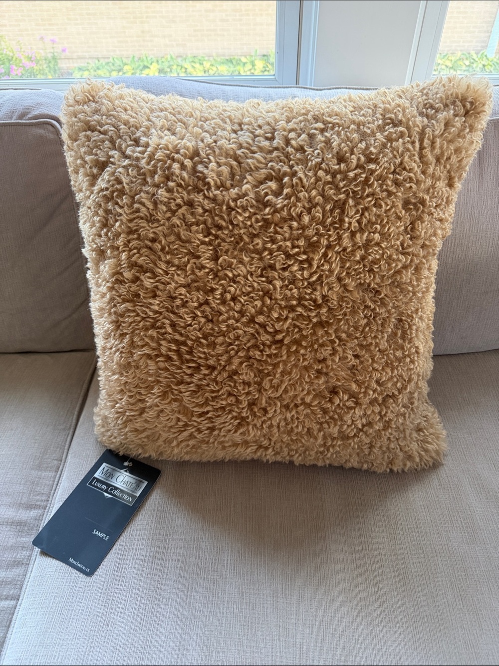 NEW Tan Teddy Faux Fur Pillow Cover
